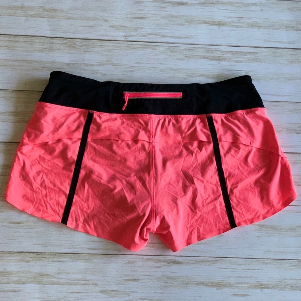 EUC Lululemon Speed Shorts Neon Pink & Black 8